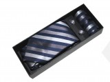   Newsmen Krawatte Set - Grau gestreift